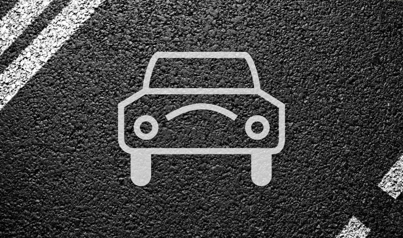 Arte com carro desenhado representando a frota de veículos do IFMS.